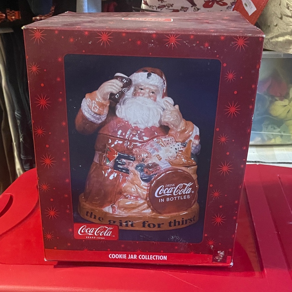 Coca Cola Red and White Santa Cookie Jar